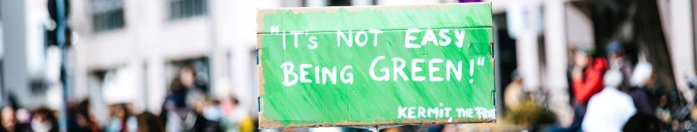 "It's not easy being green" _ Kermit the Frog. Image by Markus Spiske (CC0). https://www.pexels.com/photo/city-people-street-sign-2990613/