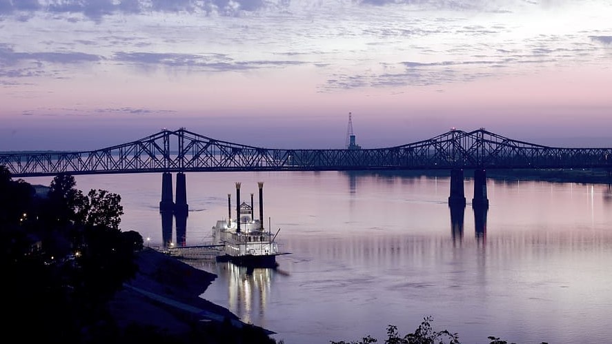 riverboat bridge steamboat mississippi river