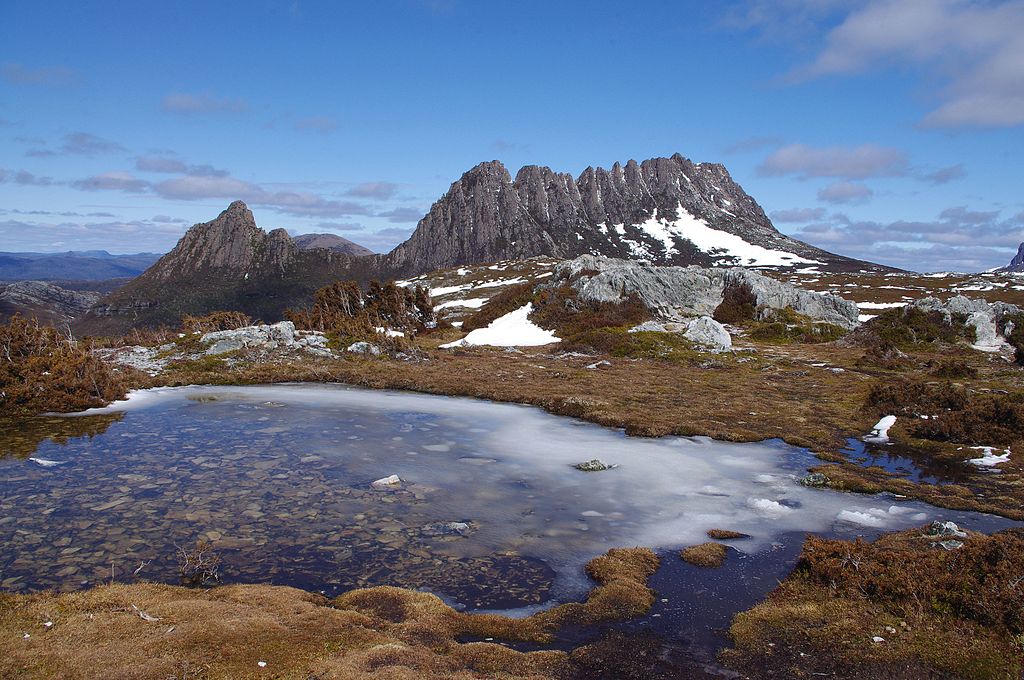 Cradle Mountain view from the Overland Track. By Andrew Goddard (CC BY-SA 4.0) via Wikimedia. https://commons.wikimedia.org/wiki/File:Cradle_Mountain,_Tasmanian_Wilderness_World_Heritage_Area,_Tasmania,_Australia.jpg