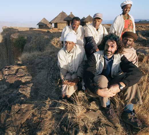 Mark Chapman, founder of Tesfa Tours, in the Mequat Mariam community, northern Ethiopia circa the 1990s.